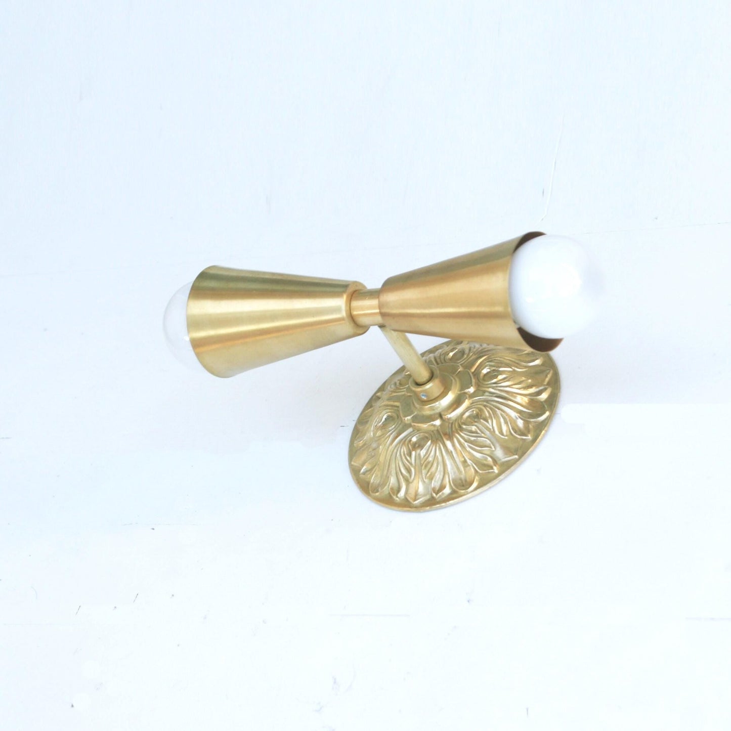 Cast Brass Wall Sconce with Embossed Back Plate