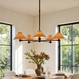 Clyde Chandelier — Mid-Century Brass Ceiling Light with Warm Open-Arm Glow