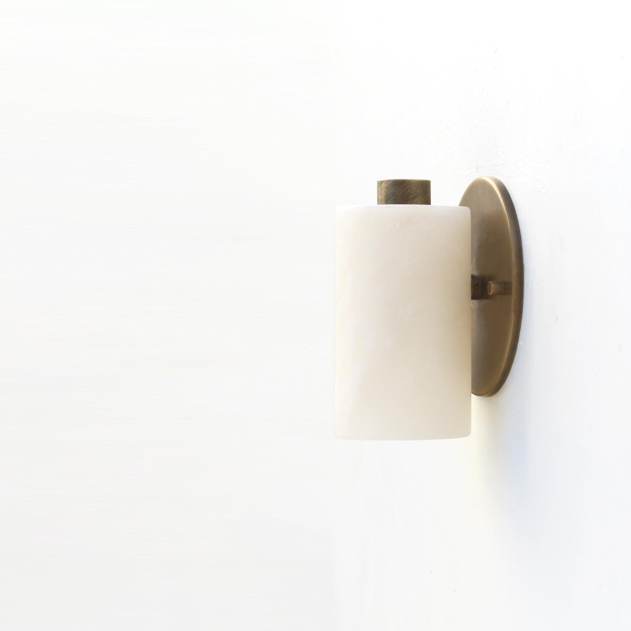 Compact Alabaster Cylinder Wall Sconce