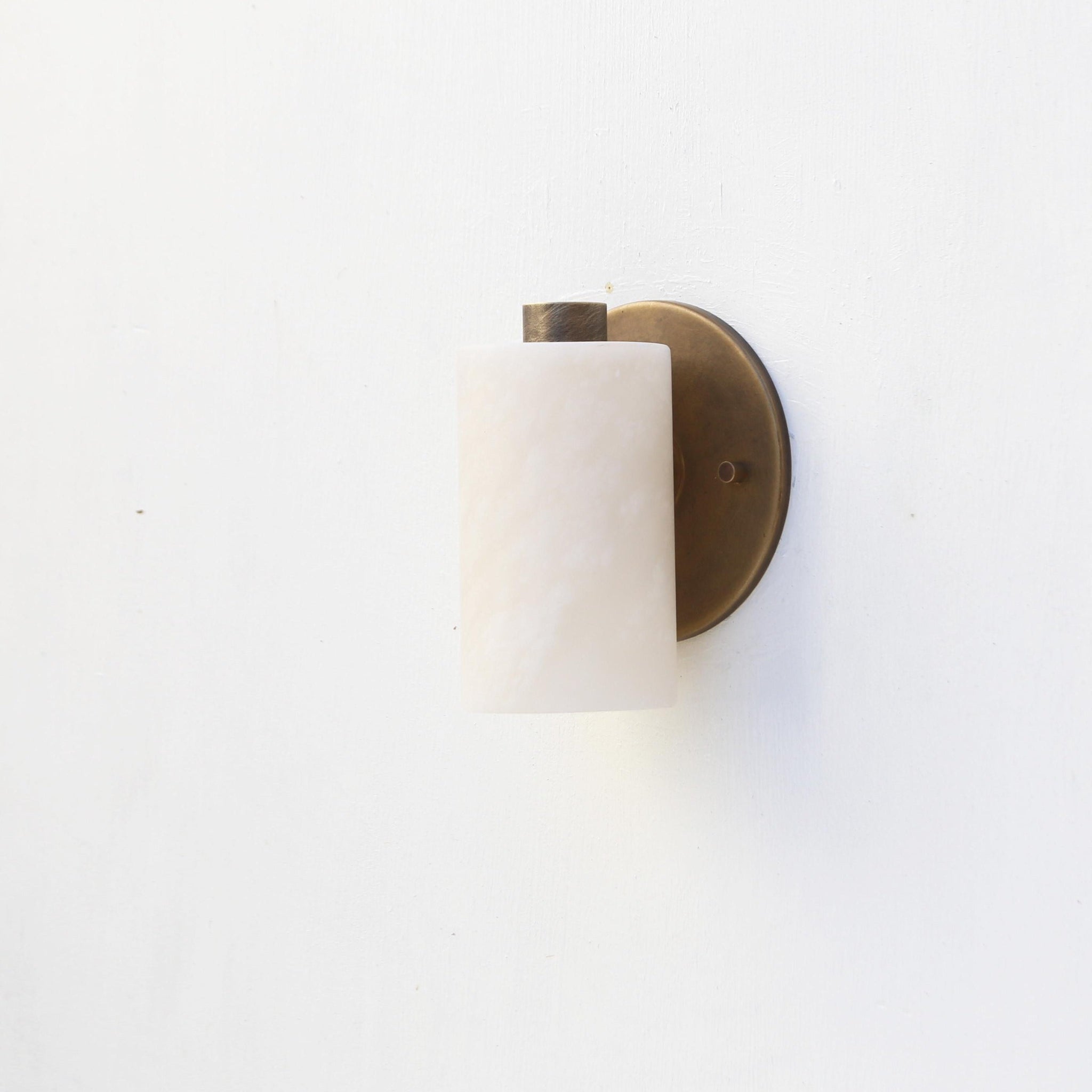 Compact Alabaster Cylinder Wall Sconce