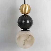 Copper Wall Sconce with Alabaster Shade | Black & Brass Modern Ball Design - View 3