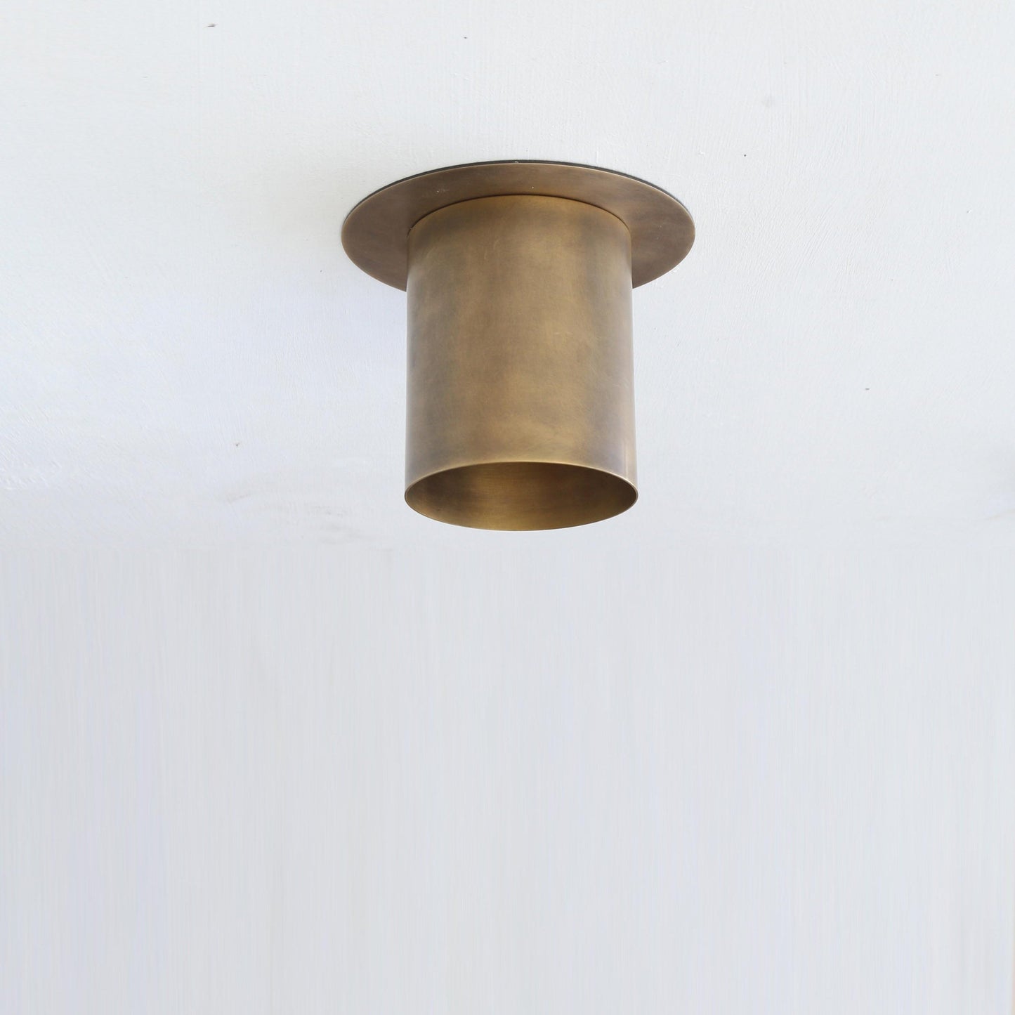 Deep Brass Cylinder Flush Mount Ceiling Light
