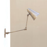Double-Jointed Swing-Arm Brass Wall Sconce with Cone Shade