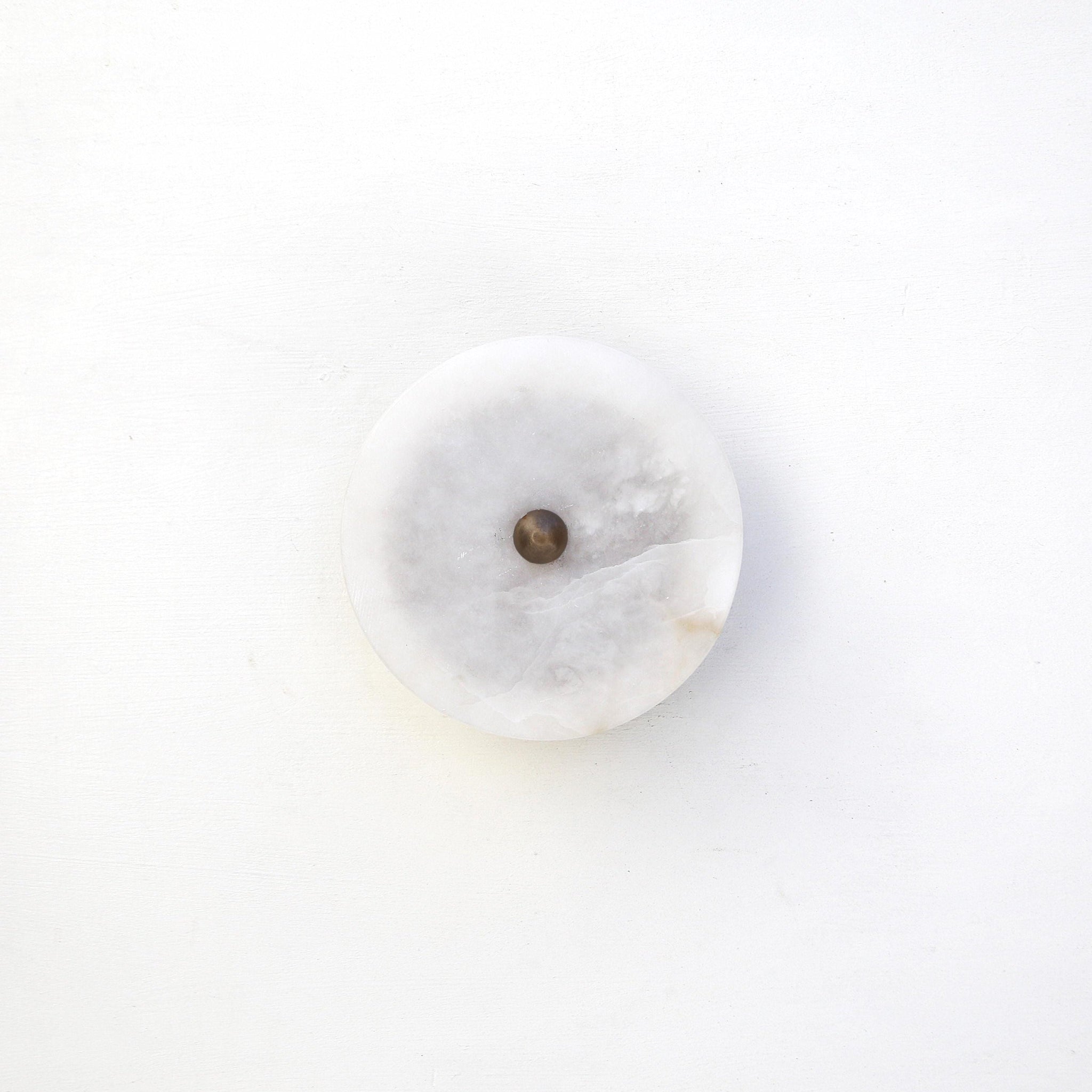 Eight-Inch Round Alabaster Disc Wall Sconce