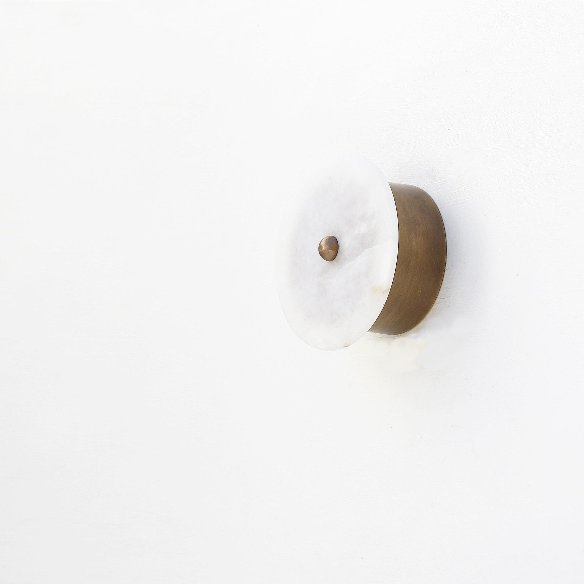 Eight-Inch Round Alabaster Disc Wall Sconce