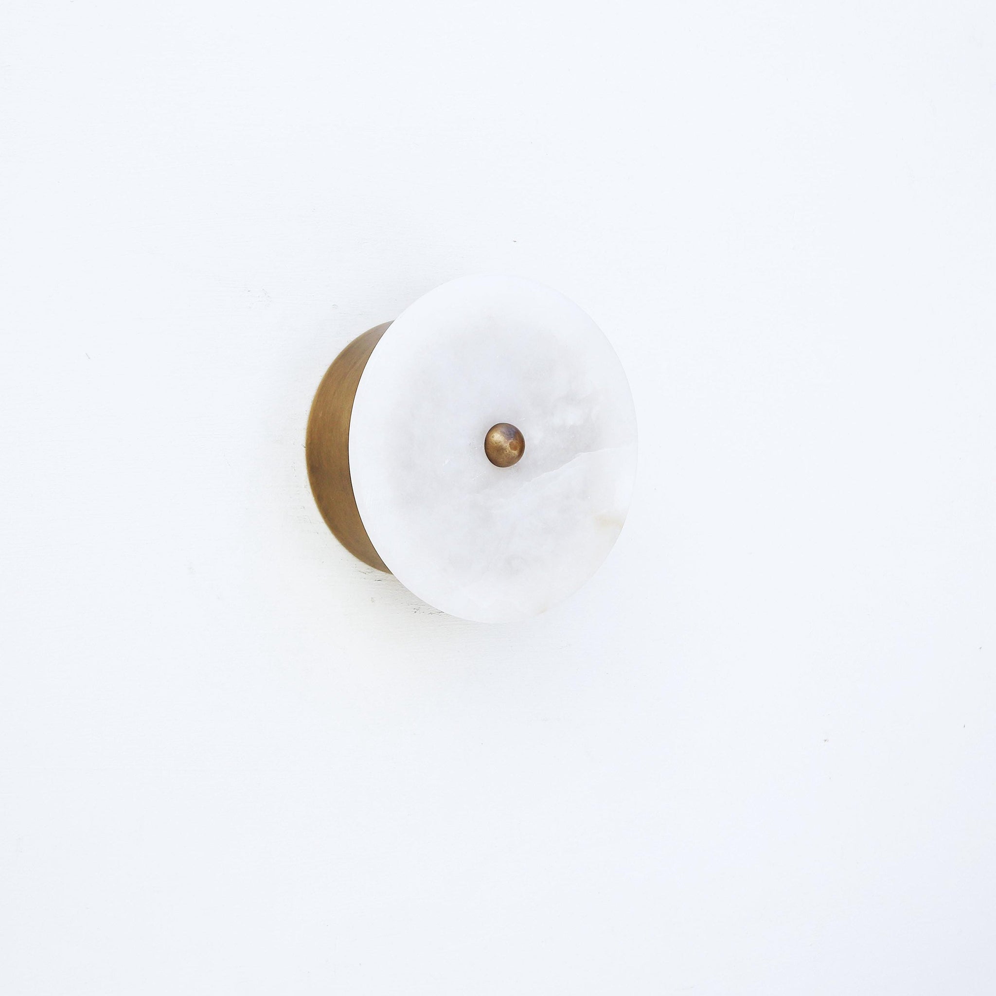 Eight-Inch Round Alabaster Disc Wall Sconce
