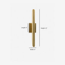 Baton Brass Minimalist 2-Light Wall Sconce — Linear Dual-Arm Wall Light with Warm Clean Glow – view 3