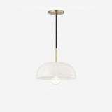 Dea Aged Brass Cream Dome Pendant Light — Heritage Dome Hanging Light with Warm Focused Downlight