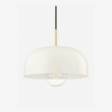 Dea Aged Brass Cream Dome Pendant Light — Heritage Dome Hanging Light with Warm Focused Downlight