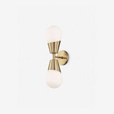 Prim Aged Brass Opal Glass 2-Light Wall Sconce