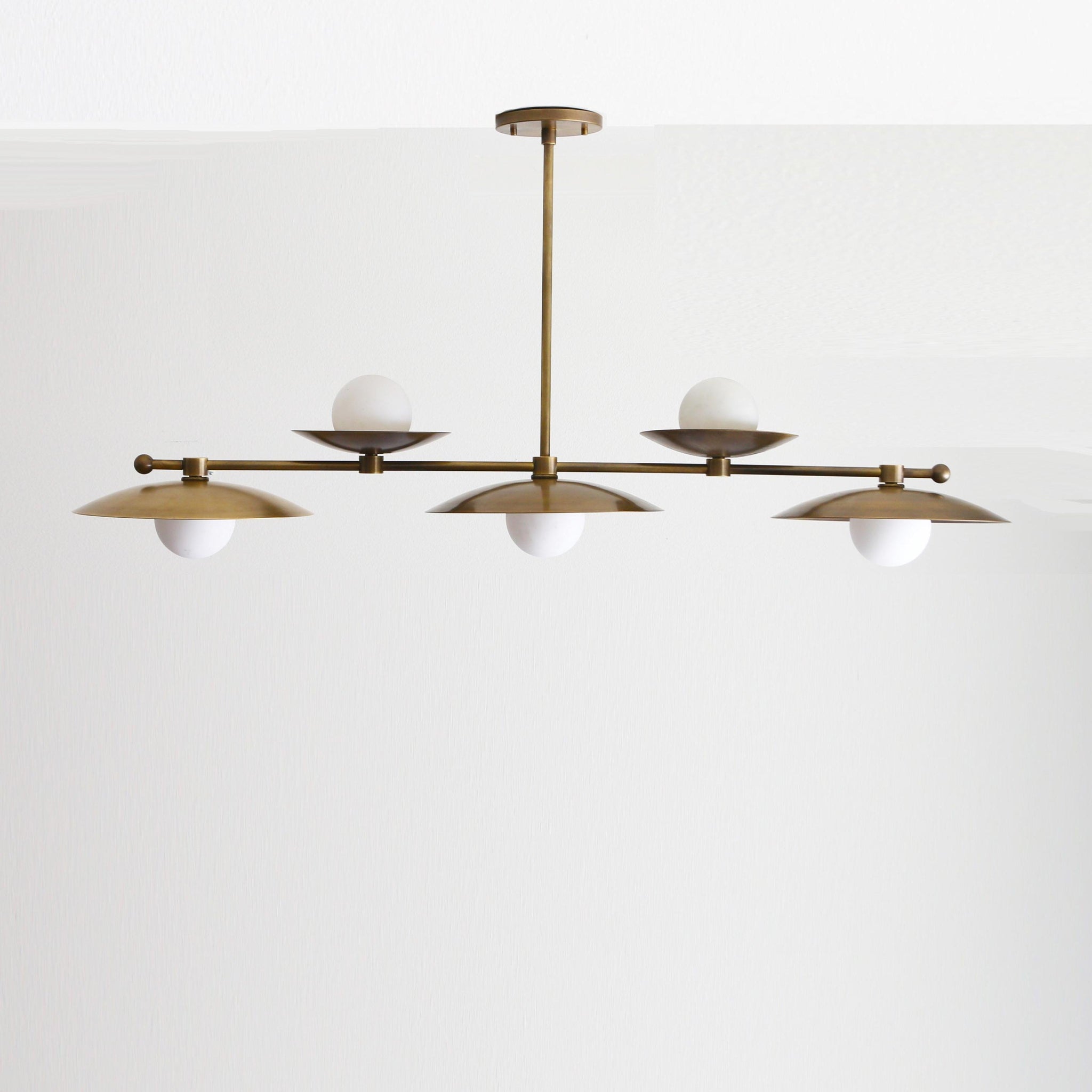 Five-Light Linear Brass Chandelier