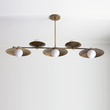 Five-Light Linear Brass Chandelier