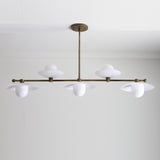 Five-Light Linear Brass Chandelier