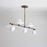 Five-Light Linear Brass Chandelier