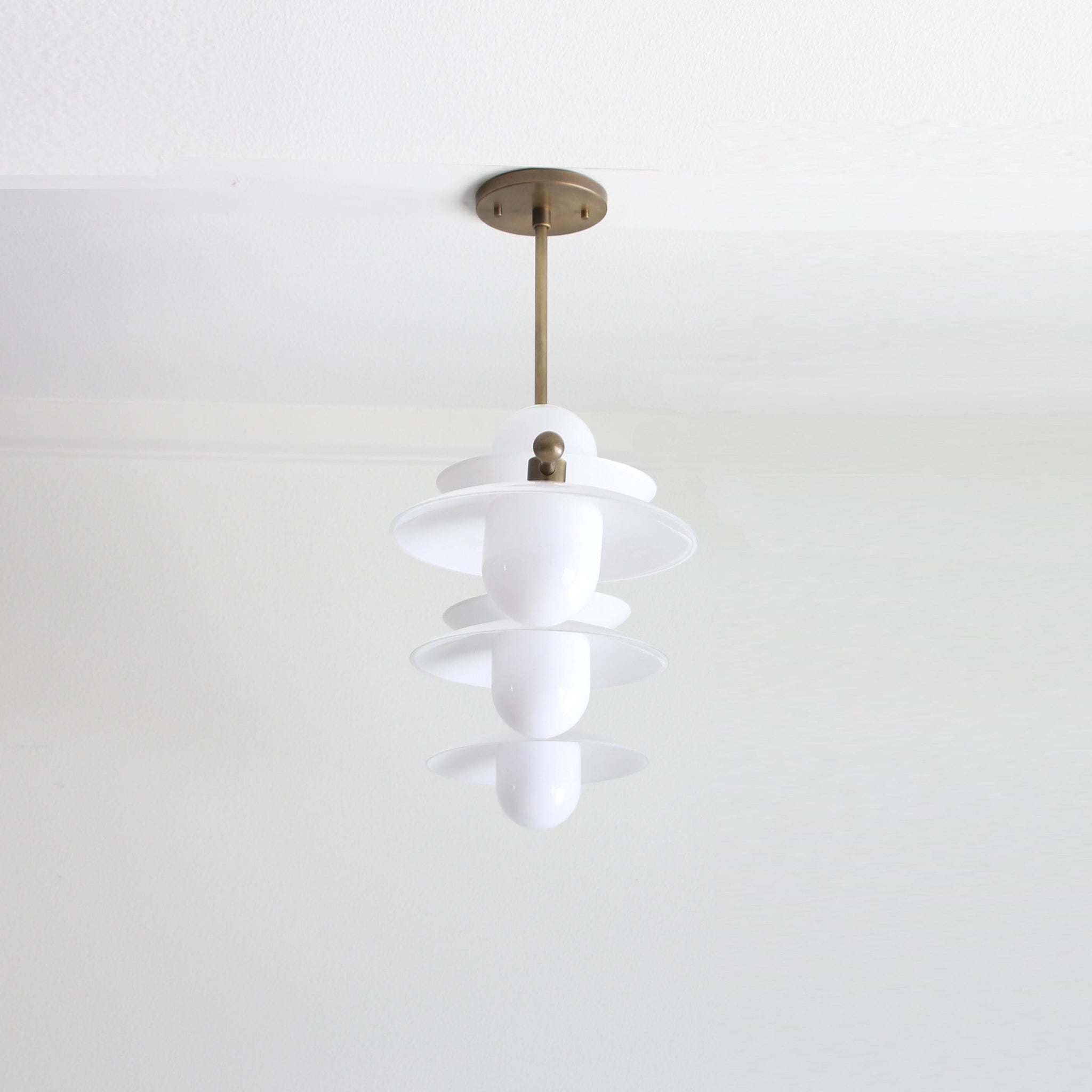 Five-Light Linear Brass Chandelier