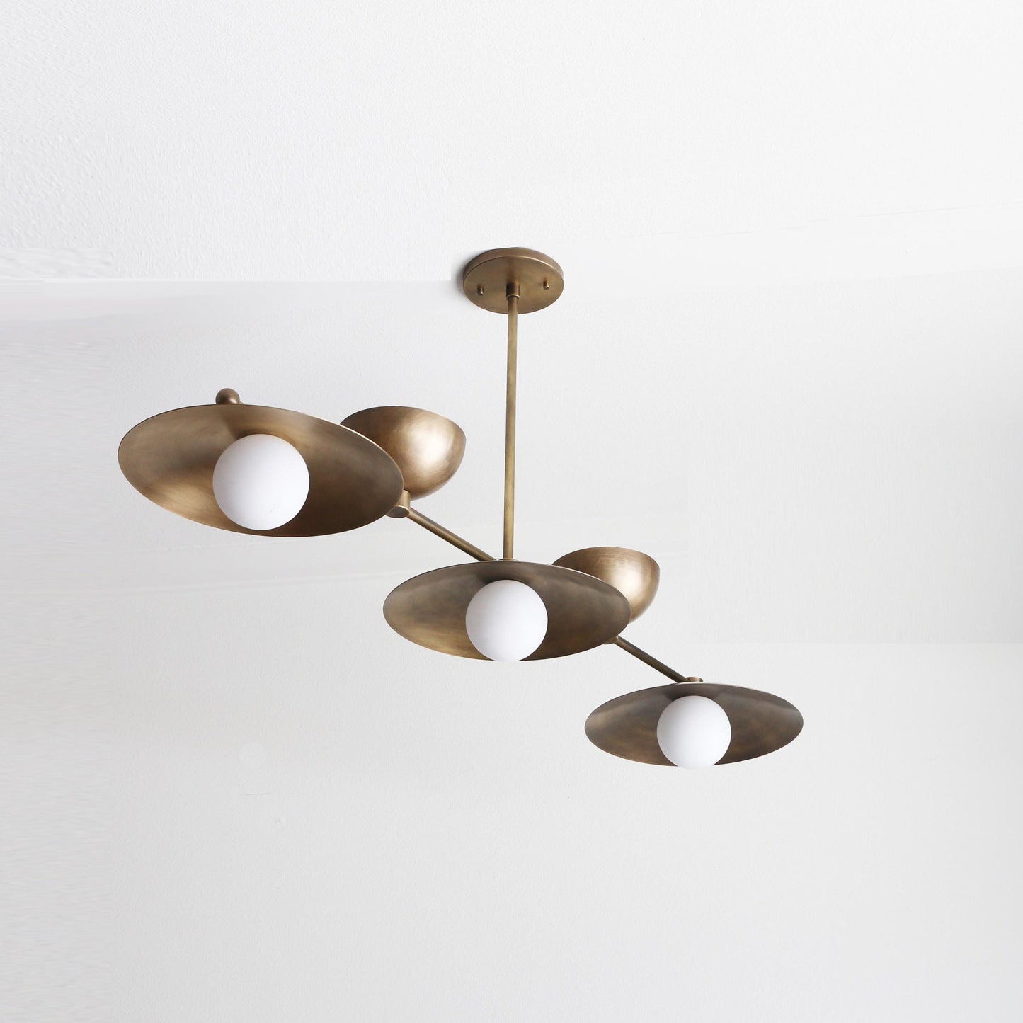 Five-Light Linear Brass Chandelier