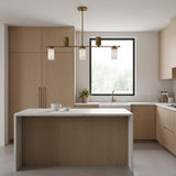 Five-Light Linear Brass Chandelier with Cylinder Shades
