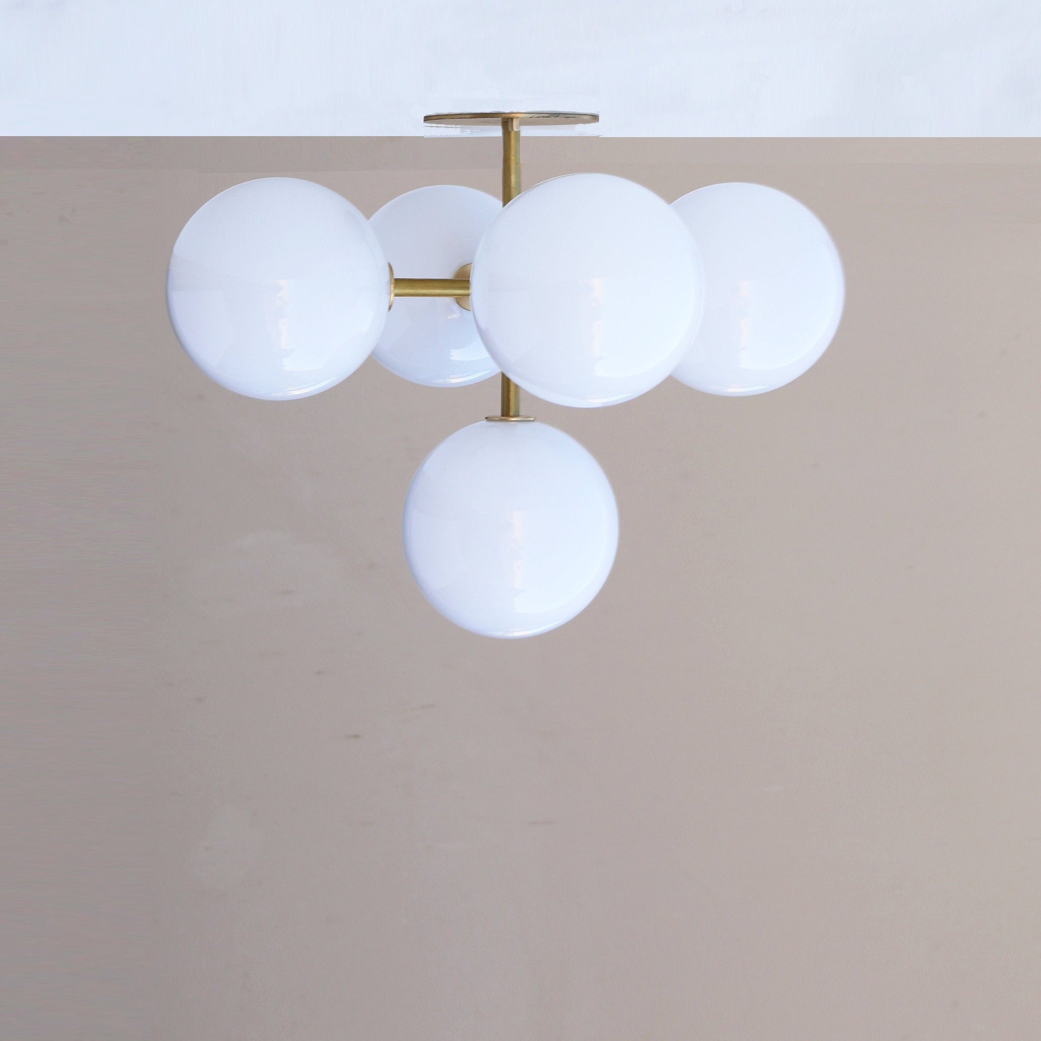 Five-Light Opal Globe Chandelier