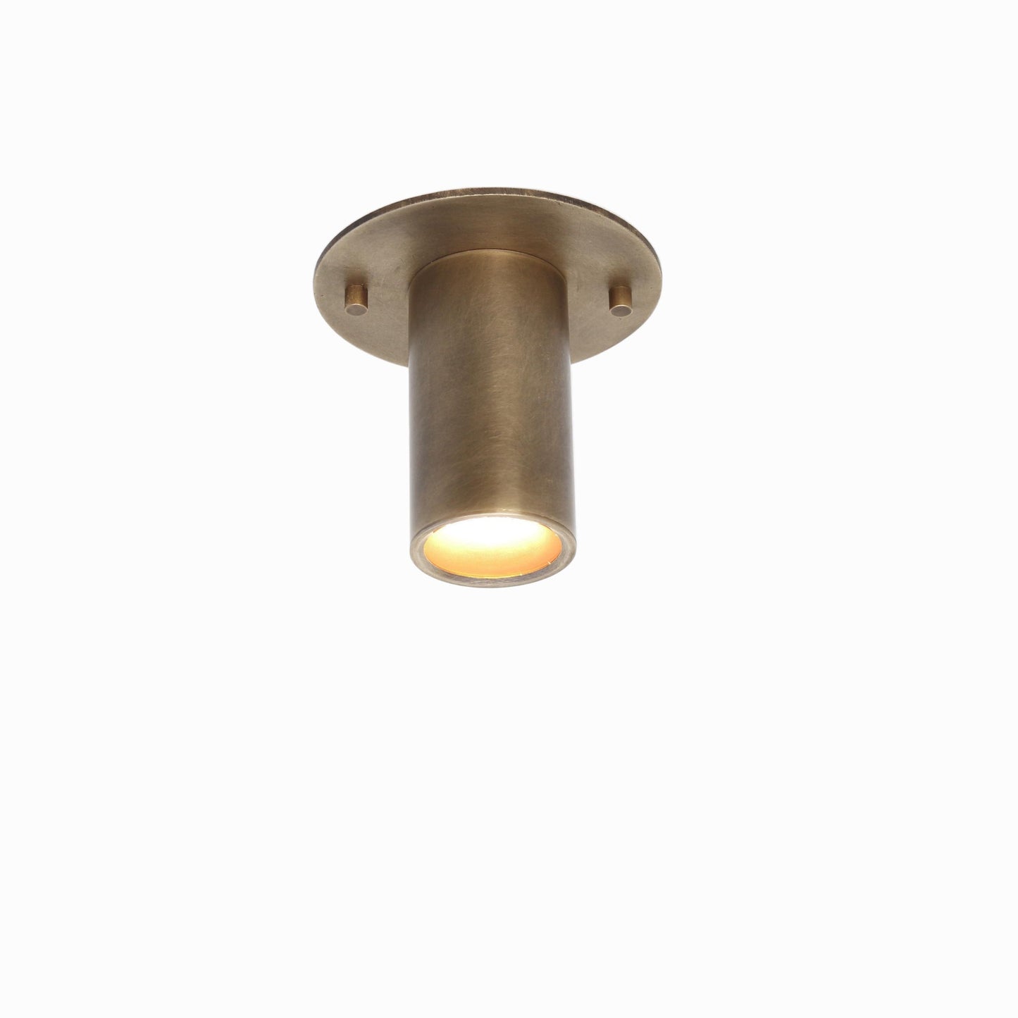 Fixed Brass Cylinder Flush Mount Ceiling Spotlight