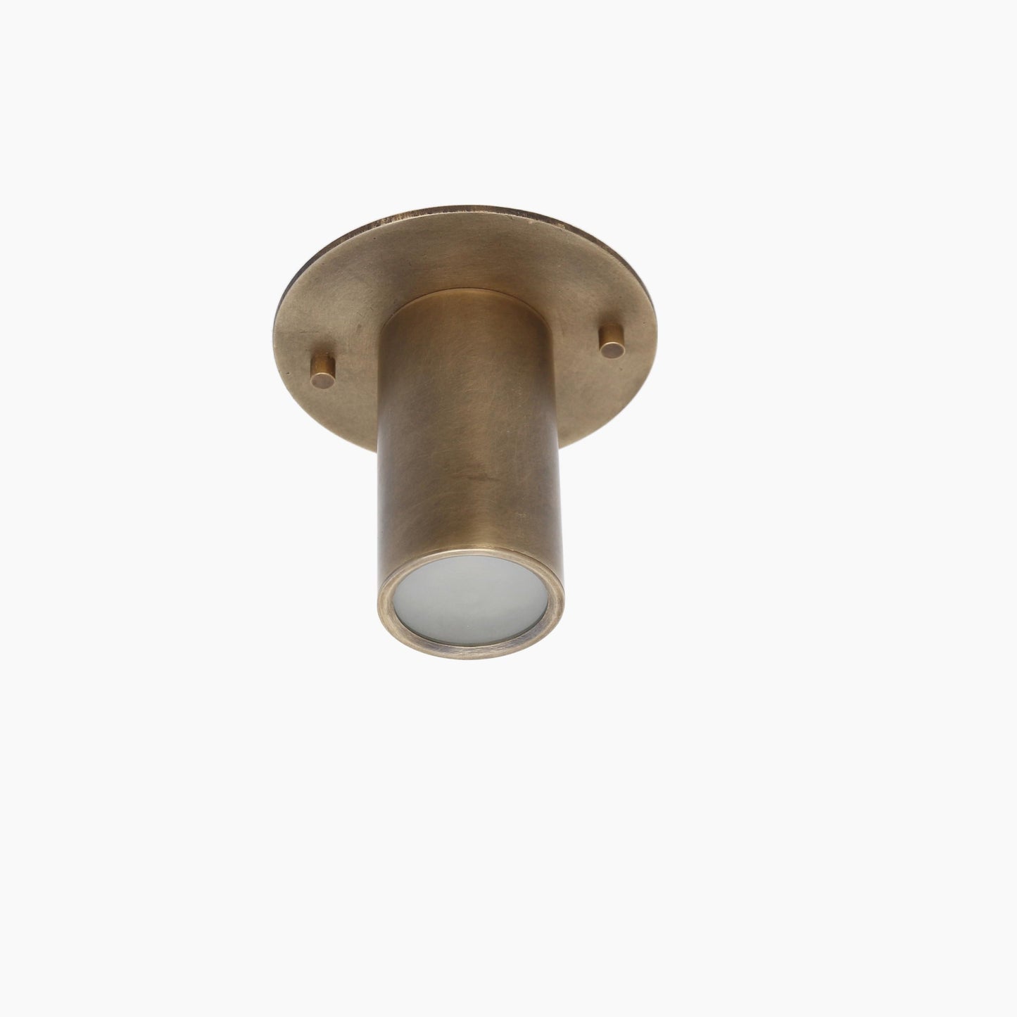 Fixed Brass Cylinder Flush Mount Ceiling Spotlight