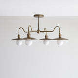 Four-Light Brass Chandelier with Coolie Shades