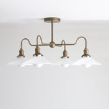 Four-Light Brass Chandelier with Coolie Shades