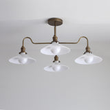 Four-Light Brass Chandelier with Coolie Shades