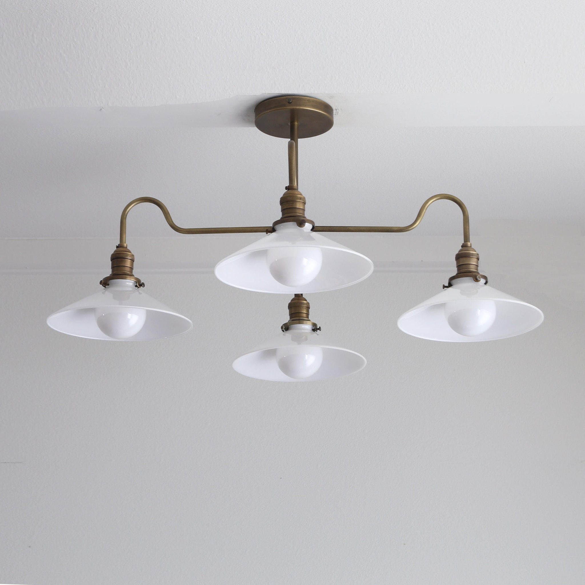 Four-Light Brass Chandelier with Coolie Shades