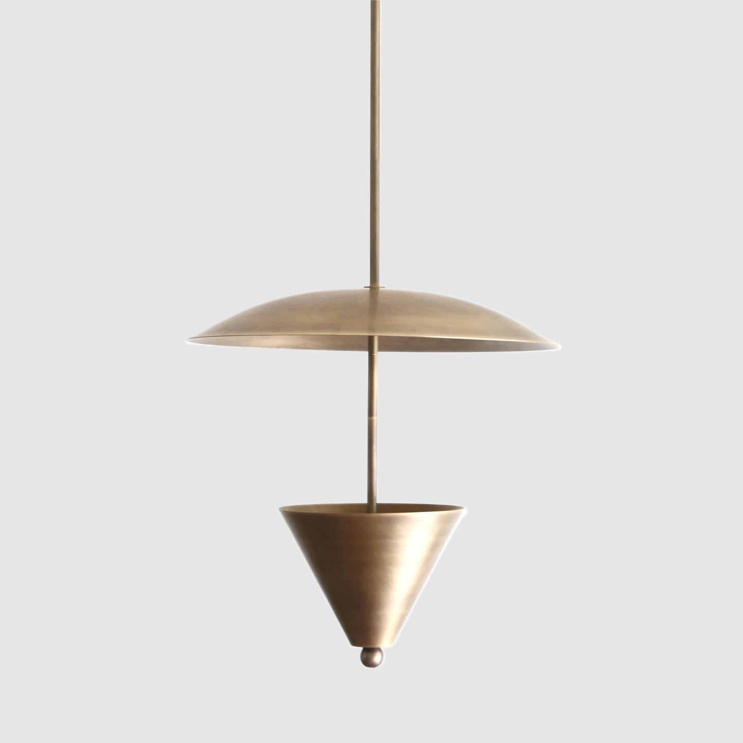 Four-Light Brass Disc Pendant Light with Cone Diffuser