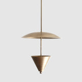 Four-Light Brass Disc Pendant Light with Cone Diffuser
