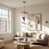 Four-Light Brass Disc Pendant Light with Cone Diffuser