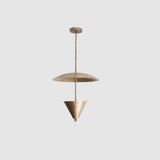Four-Light Brass Disc Pendant Light with Cone Diffuser