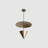 Four-Light Brass Disc Pendant Light with Cone Diffuser