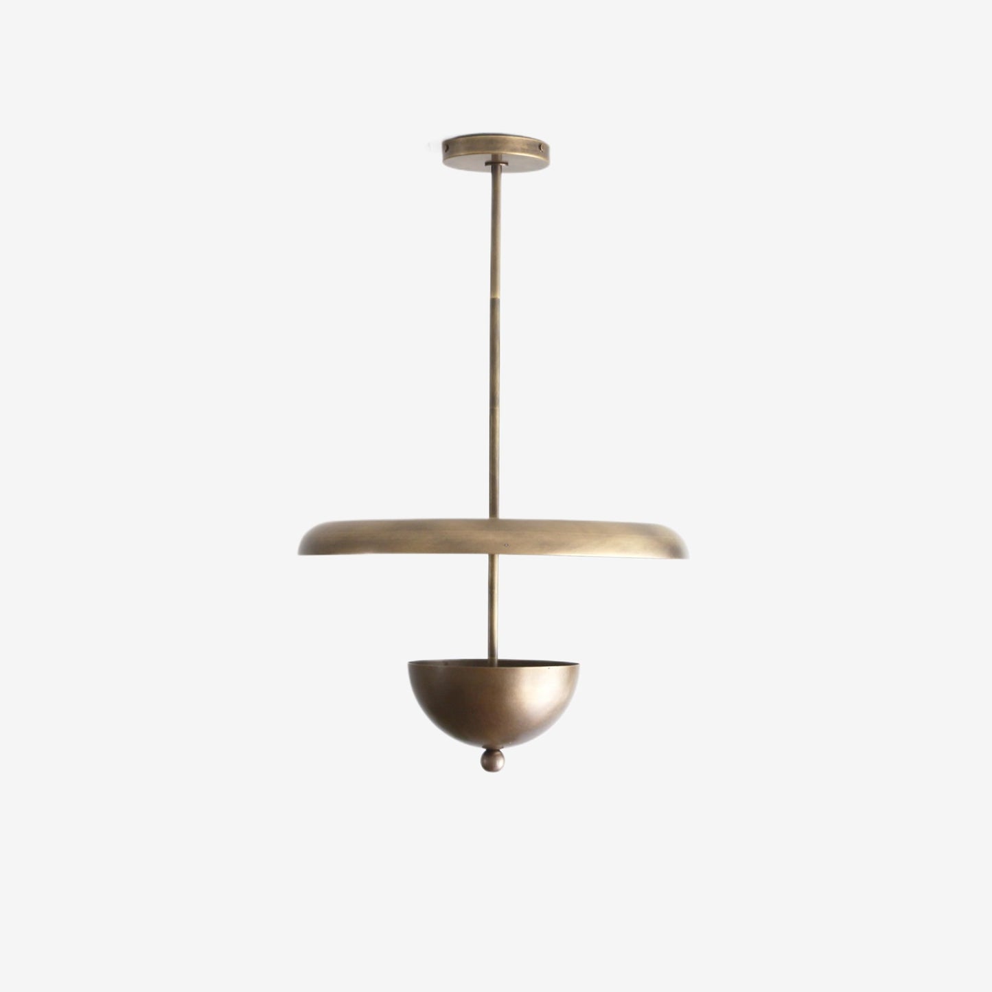 Four-Light Brass Disc Pendant Light with Dome Diffuser