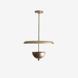 Four-Light Brass Disc Pendant Light with Dome Diffuser