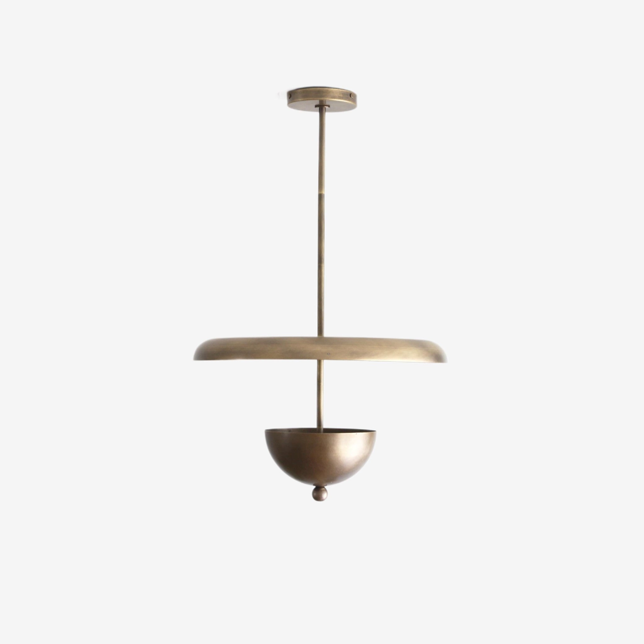 Four-Light Brass Disc Pendant Light with Dome Diffuser