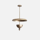 Four-Light Brass Disc Pendant Light with Dome Diffuser