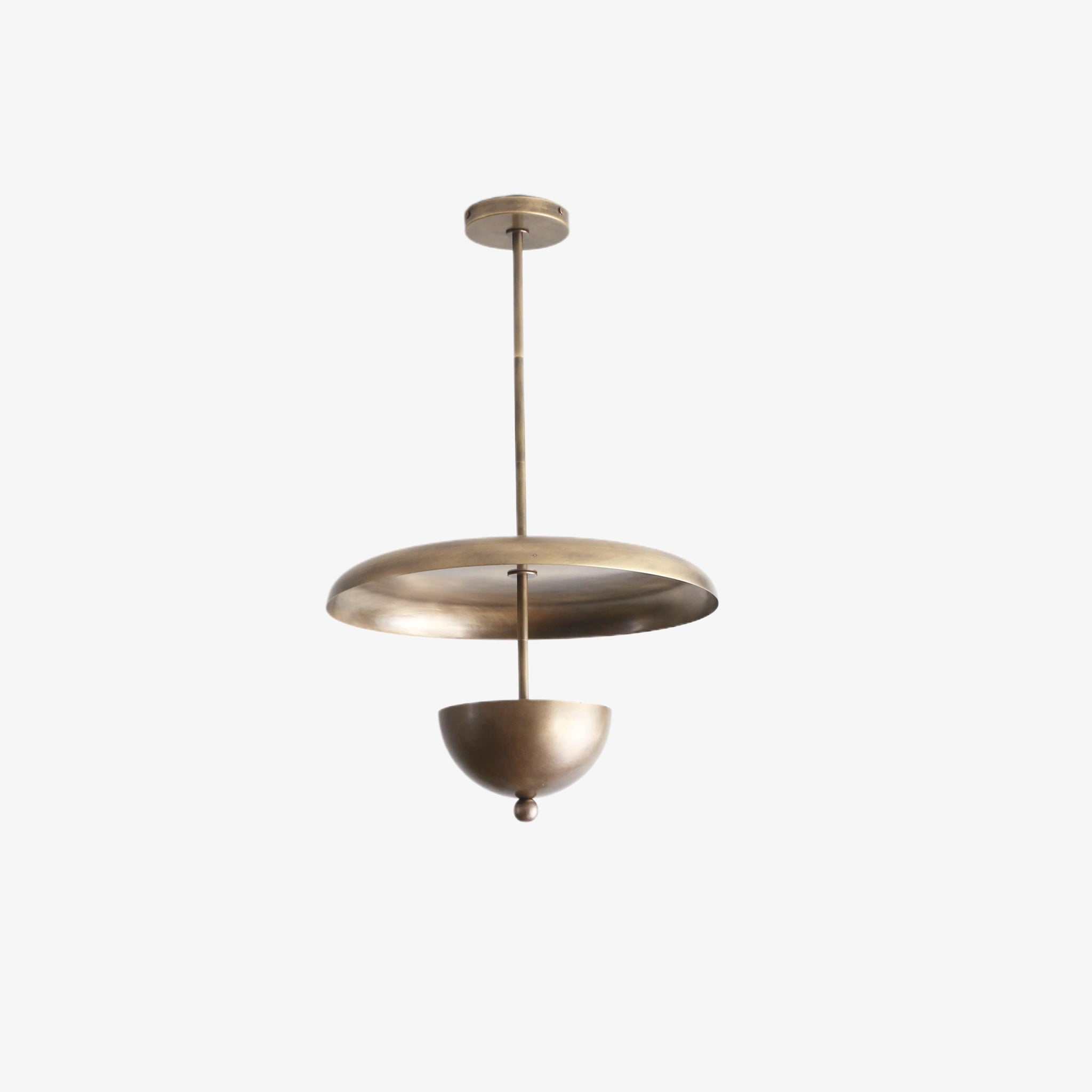 Four-Light Brass Disc Pendant Light with Dome Diffuser
