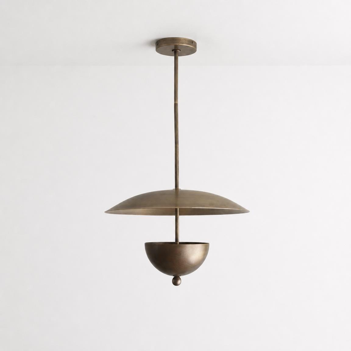 Four-Light Wide Brass Disc Pendant Light