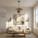 Four-Light Wide Brass Disc Pendant Light