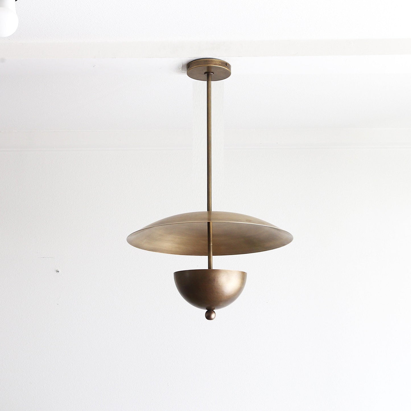 Four-Light Wide Brass Disc Pendant Light