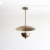 Four-Light Wide Brass Disc Pendant Light