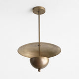 Four-Light Wide Brass Disc Pendant Light