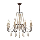 rustic candle wood bead chandelier