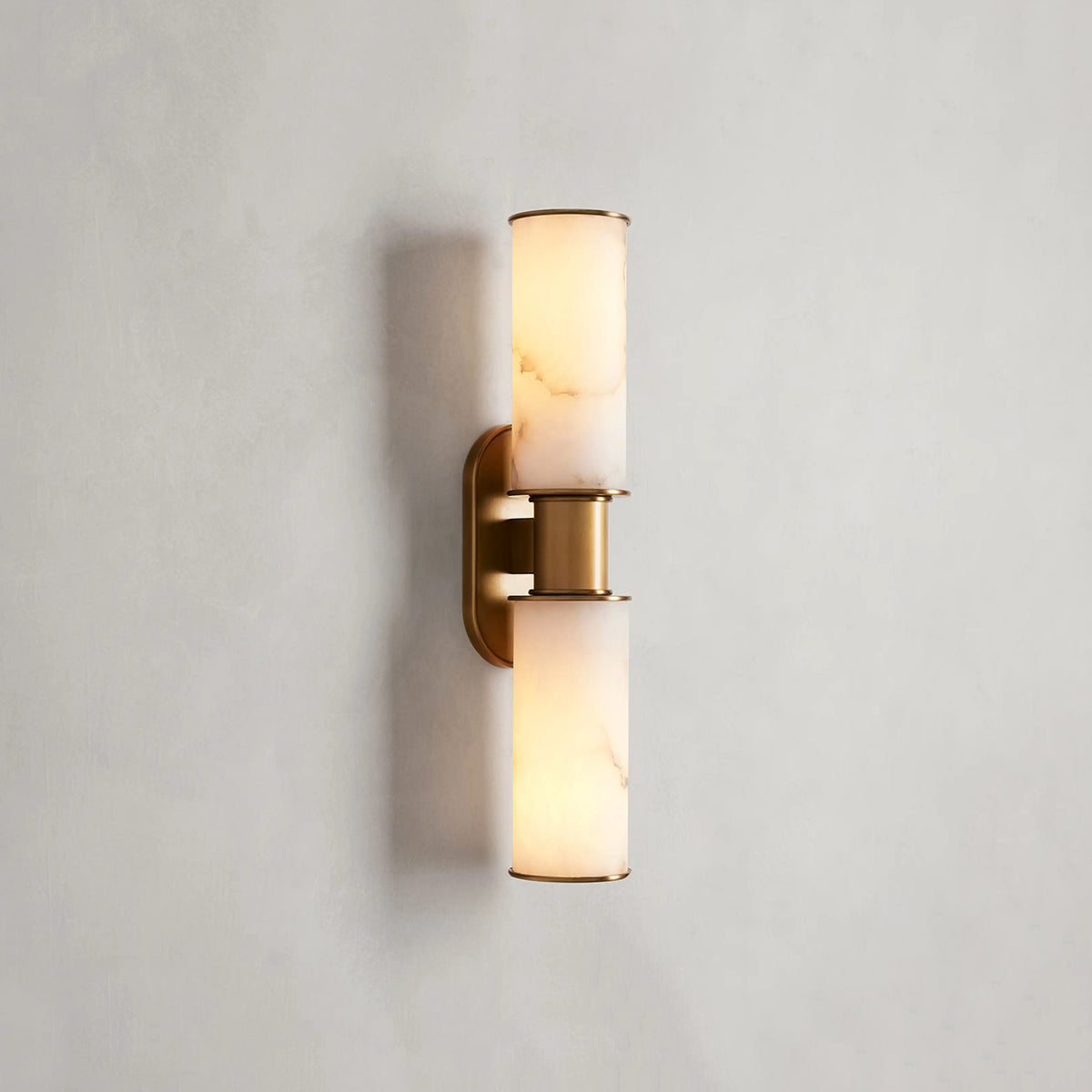 Harlin Double Sconce in Alabaster Brass