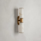 Harlin Double Sconce in Alabaster Brass