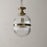 Hastings Semi-Flush Mount | Hand-Blown Ribbed Glass Antique Brass Ceiling Light