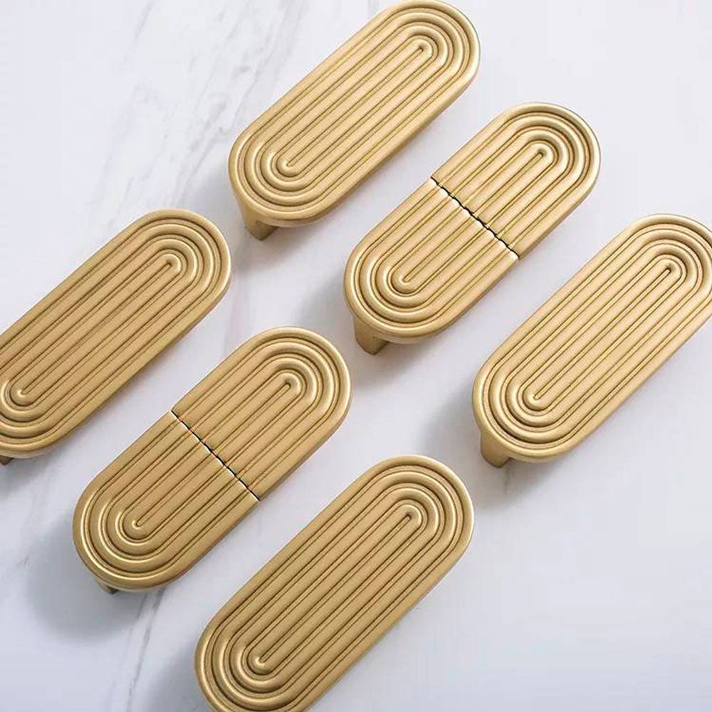 Gold Drawer Pulls Solid Brass Fingerprint Knobs Kitchen Furniture Hardware