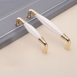 Light Luxury Gold White Creamic Kitchen Door Handles