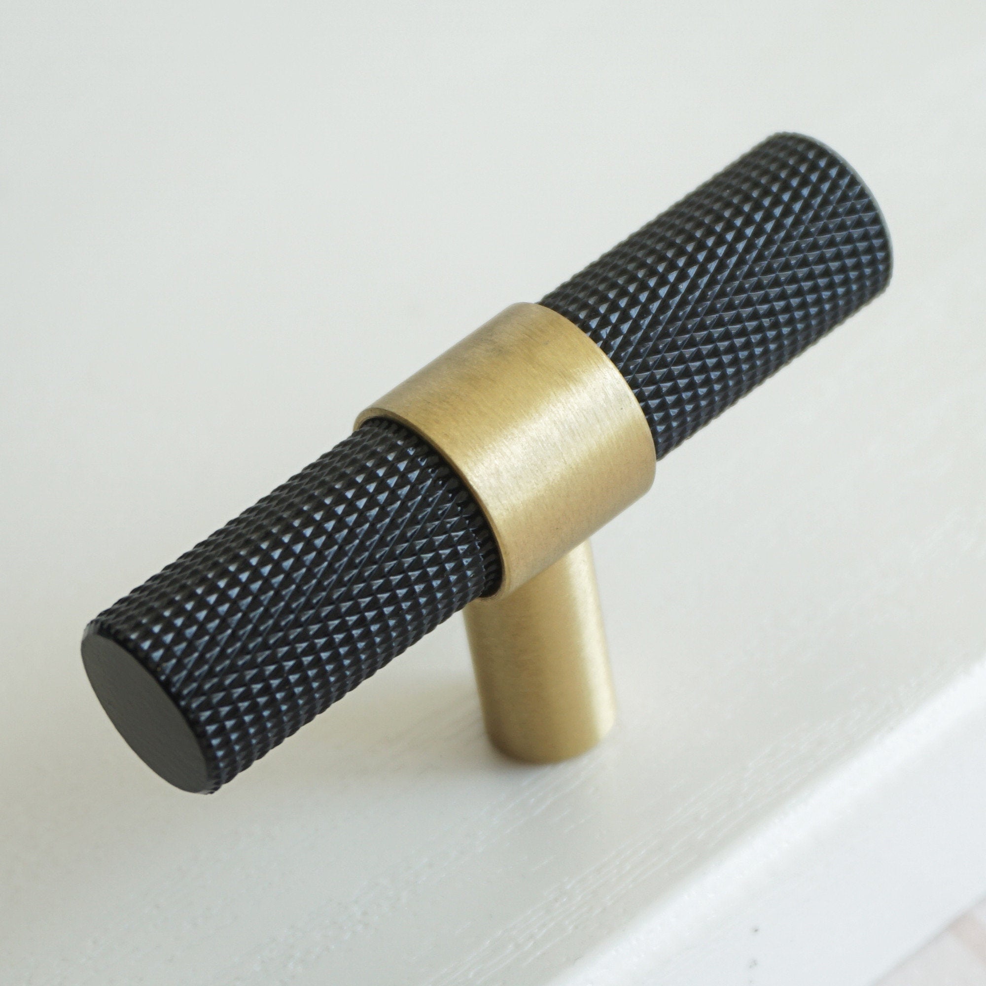 Nordic Black Mesh Knurled Brass Handle Simple Cabinet Wardrobe Pulls